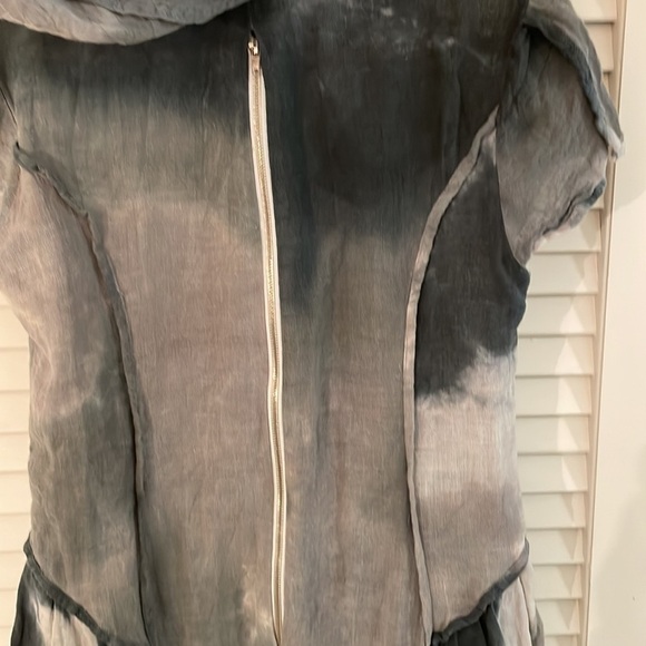 L!NK x OGI ANTUNAC Multicolor Gray Button Up Hooded Bubble Dress Pockets Unique - Picture 7 of 16